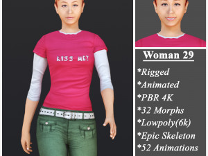 Woman 29 With 52 Animations 32 Morphs 3D 模型