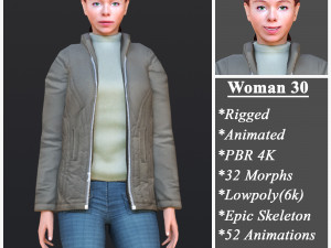 Woman 30 With 52 Animations 32 Morphs 3D Модель