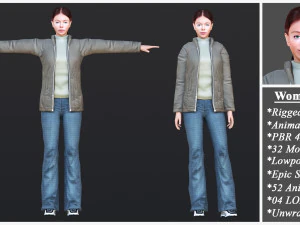 Woman 30 With 52 Animations 32 Morphs 3D Model