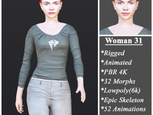 Woman 31 With 52 Animations 32 Morphs 3D Модель