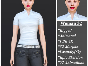 Woman 32 With 52 Animations 32 Morphs 3D Модель