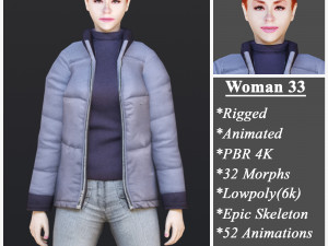Woman 33 With 52 Animations 32 Morphs 3D Модель