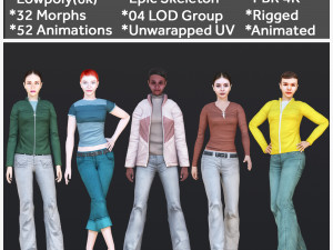 Woman 21 To 25 With 52 Animations 32 Morphs 3D Model