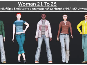 Woman 21 To 25 With 52 Animations 32 Morphs 3D Model