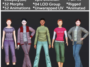Woman 26 To 30 With 52 Animations 32 Morphs 3D Model
