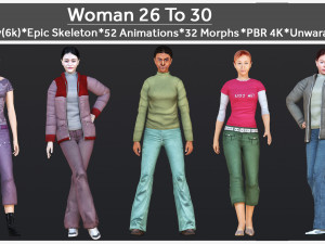 Woman 26 To 30 With 52 Animations 32 Morphs 3D 模型