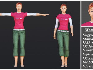 Woman 26 To 30 With 52 Animations 32 Morphs 3D 模型