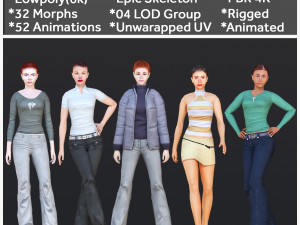 Woman 31 To 35 With 52 Animations 32 Morphs 3D Model