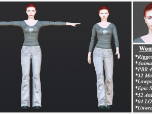 Woman 31 To 35 With 52 Animations 32 Morphs 3D-Modell