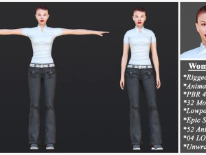 Kobieta od 31 do 35 lat z 52 animacjami i 32 przemianami Model 3D