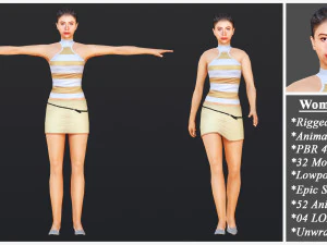 Kobieta od 31 do 35 lat z 52 animacjami i 32 przemianami Model 3D