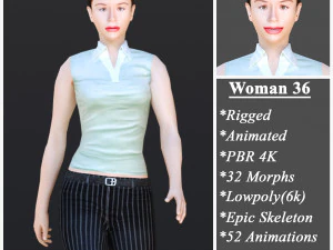Woman 36 With 52 Animations 32 Morphs 3D Model