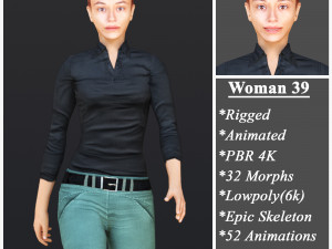 Woman 39 With 52 Animations 32 Morphs 3D Модель