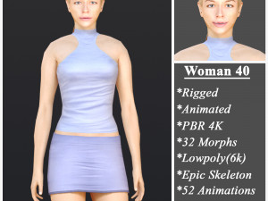 Woman 40 With 52 Animations 32 Morphs 3D Модель