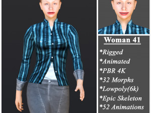 Woman 41 With 52 Animations 32 Morphs 3D Модель