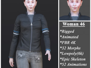 Woman 46 With 52 Animations 32 Morphs 3D Модель