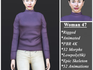 Woman 47 With 52 Animations 32 Morphs 3D Model