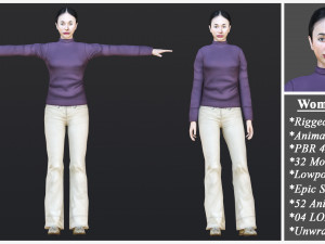 Woman 47 With 52 Animations 32 Morphs 3D Model