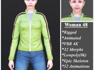 Woman 48 With 52 Animations 32 Morphs 3D Модель