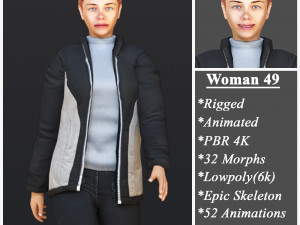 Woman 49 With 52 Animations 32 Morphs 3D Модель