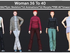 Woman 36 To 40 With 52 Animations 32 Morphs 3D Model