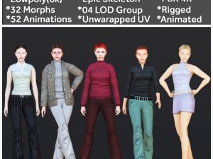 Woman 36 To 40 With 52 Animations 32 Morphs 3D Model