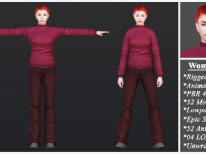Woman 36 To 40 With 52 Animations 32 Morphs 3D Model