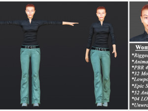Woman 36 To 40 With 52 Animations 32 Morphs 3D Model