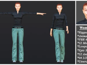 Woman 36 To 40 With 52 Animations 32 Morphs 3D Model