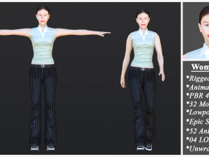 Woman 36 To 40 With 52 Animations 32 Morphs 3D Model
