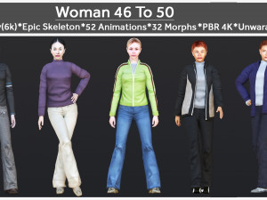 Woman 46 To 50 With 52 Animations 32 Morphs Model 3D