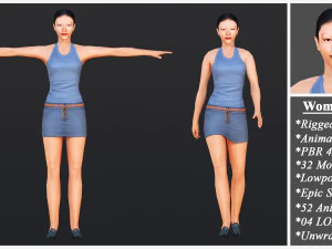 Woman 1 To 25 With 52 Animations 32 Morphs 3D Model