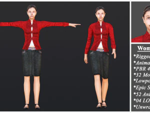 Woman 1 To 25 With 52 Animations 32 Morphs 3D Model