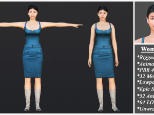 Woman 1 To 25 With 52 Animations 32 Morphs 3D Model