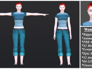 Woman 1 To 25 With 52 Animations 32 Morphs 3D Model