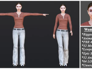 Woman 1 To 25 With 52 Animations 32 Morphs 3D Model