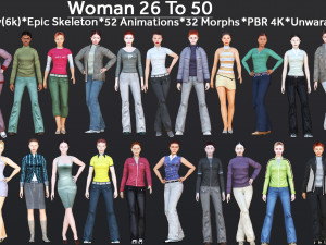 Woman 26 To 50 With 52 Animations 32 Morphs 3D 模型