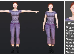 Woman 26 To 50 With 52 Animations 32 Morphs 3D Model