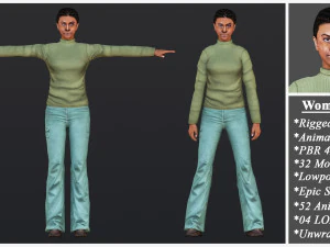 Woman 26 To 50 With 52 Animations 32 Morphs 3D Model