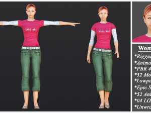 Woman 26 To 50 With 52 Animations 32 Morphs 3D Model