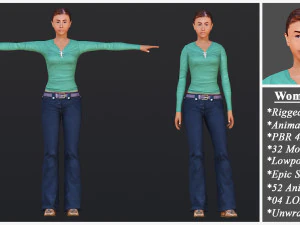 Woman 26 To 50 With 52 Animations 32 Morphs 3D Model