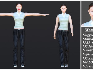 Woman 26 To 50 With 52 Animations 32 Morphs 3Dモデル