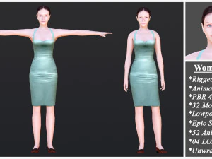 Woman 26 To 50 With 52 Animations 32 Morphs 3D Model