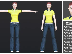 Woman 26 To 50 With 52 Animations 32 Morphs 3D Model