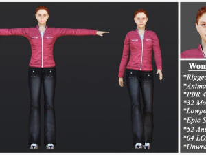Woman 26 To 50 With 52 Animations 32 Morphs 3D Model