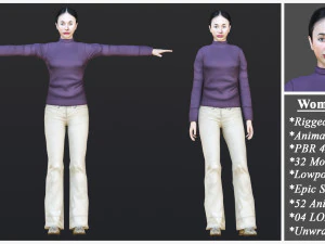 Woman 26 To 50 With 52 Animations 32 Morphs 3D Model