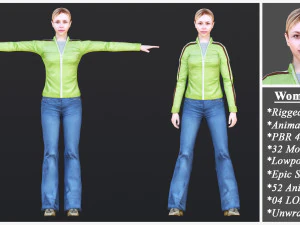 Woman 26 To 50 With 52 Animations 32 Morphs 3D Model