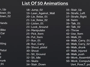 50 Male Animations 3D Model