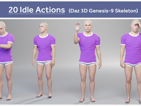 Daz Genesis 9용 걷기 애니메이션 20개 3D 모델