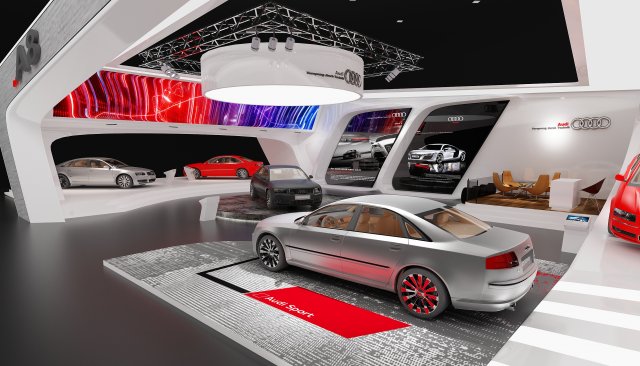 exhibition audi Model 3D .c4d .max .obj .3ds .fbx .stl .blend 